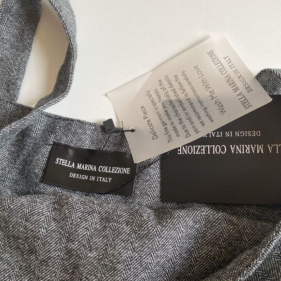 Stella Marina Collection Gray Tweed Herringbone Button Front Mini Dress - Picture 8 of 11